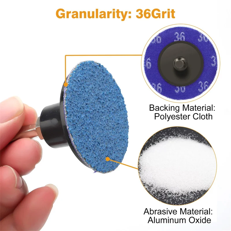 52Pcs 2 Inch Roll Lock Quick Change Discs Set Anding Discs With 1/4" Holder For Die Grinder Surface Prep Strip Grind Polish Fini