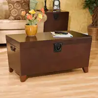 Pyramid Trunk Coffee Table, Mission Style, Multiple Finishes MD pine veneer Black metal handle extra storage space 1