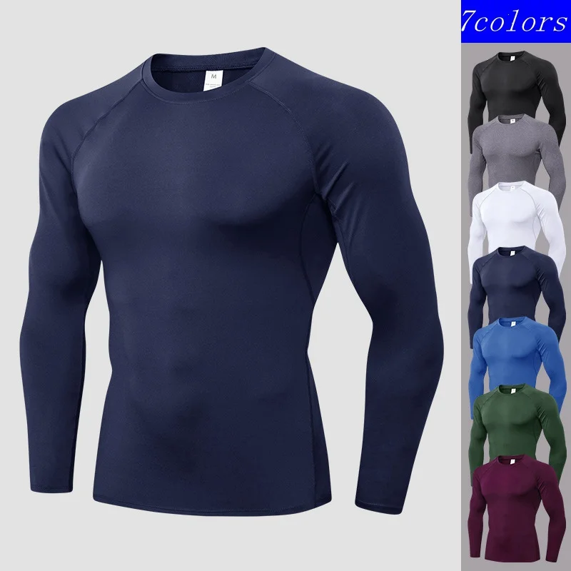 Camisas de compresión de manga larga para hombre, ropa interior atlética para entrenamiento, gimnasio, correr, secado fresco