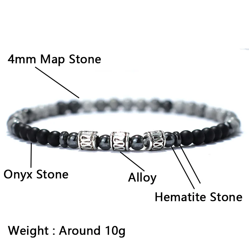Natural Stone Beads Elastic Bracelet for Men and Women