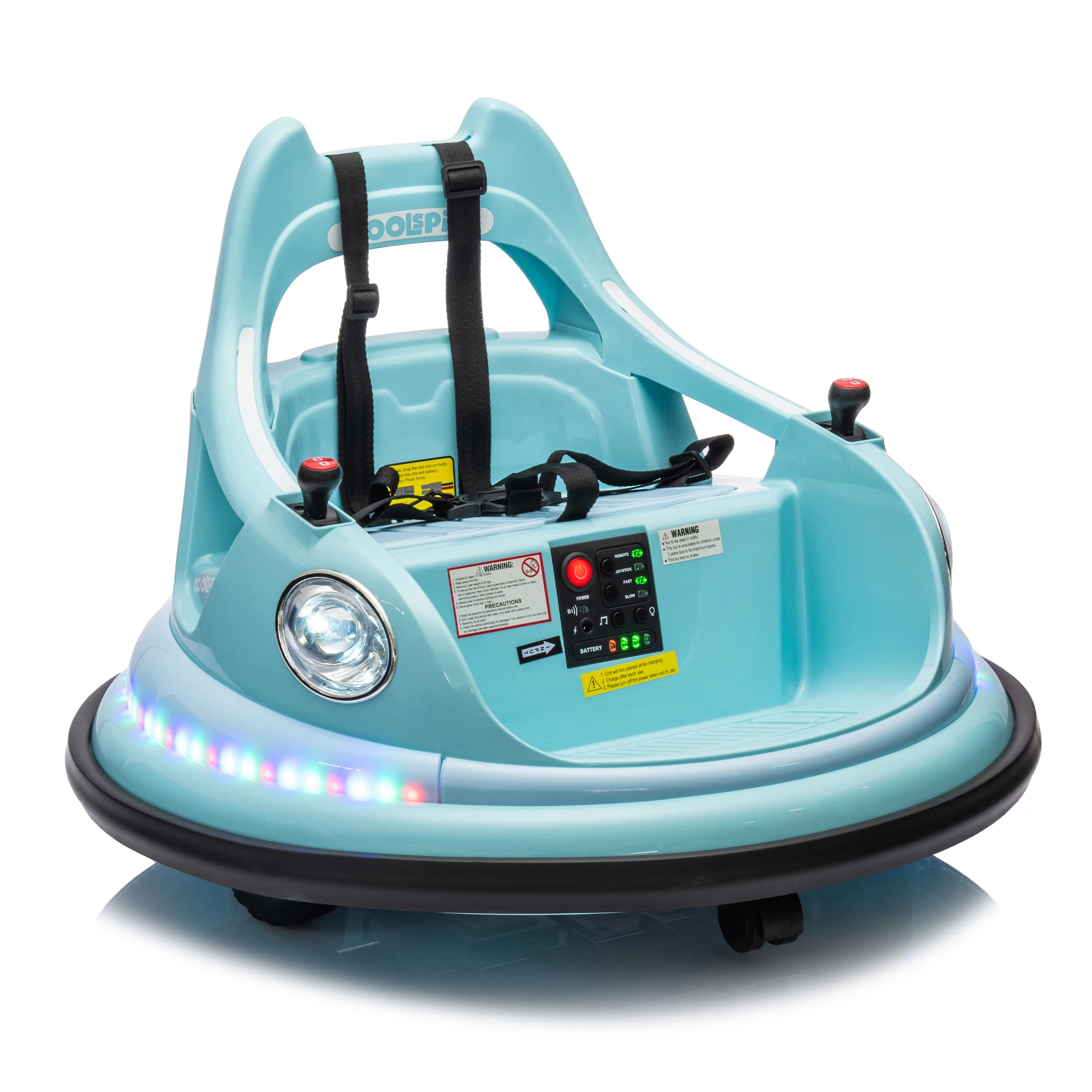 12v Ride On Bumper Car For Kids,Electric Car For Kids,1.5-5 Years Old,W/Remote Control, Led Lights, Bluetooth & 360 Degree Spin