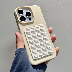 Elegant 3D Suction Cup Airbag Litchi Pattern Phone Case - Soft Shockproof Cover - iPhone 12 (White)