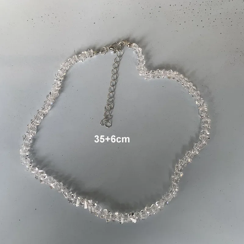 Transparent Crystal Irregular Beaded Choker Necklace for Women Korean Collarbone Clavicle Chain on the Neck Collar High Jewelry