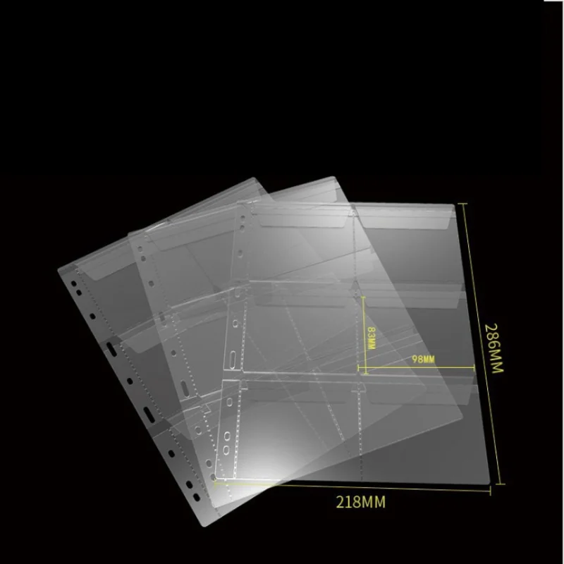 10Pcs 6/9/12/20/30/42 Grids Coin Album Pages PVC Pocket Coin Holder Stamp Collection Organizer Sheet Transparent Loose Leaf