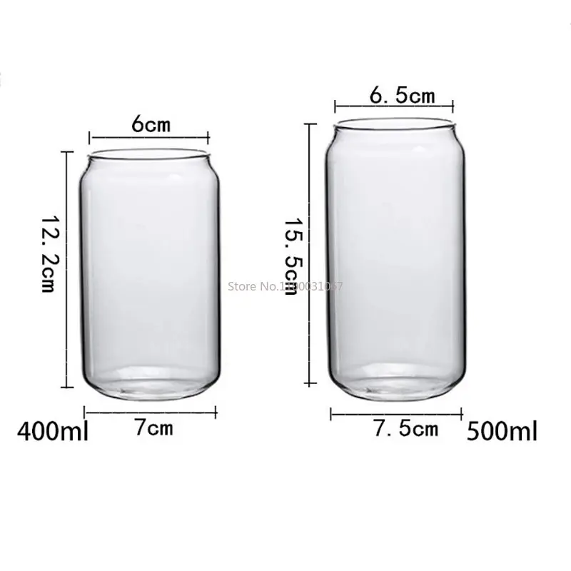 Drinking Utensil Coffee Glass Cup With Straws Wine Milk Beer Cola Juice Cold Drinkware 400/500ml Handmade Can