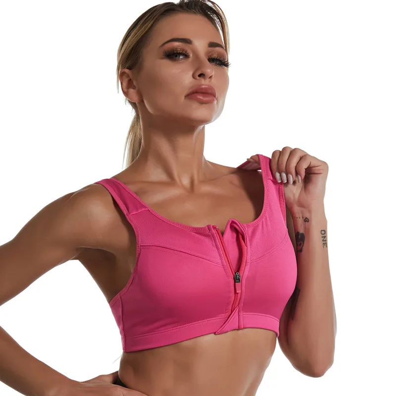 Front Zipper Sports Bra Professional High-strength 4-level Shock-absorbing Sports Bralette without Steel Ring Running Vest Tops