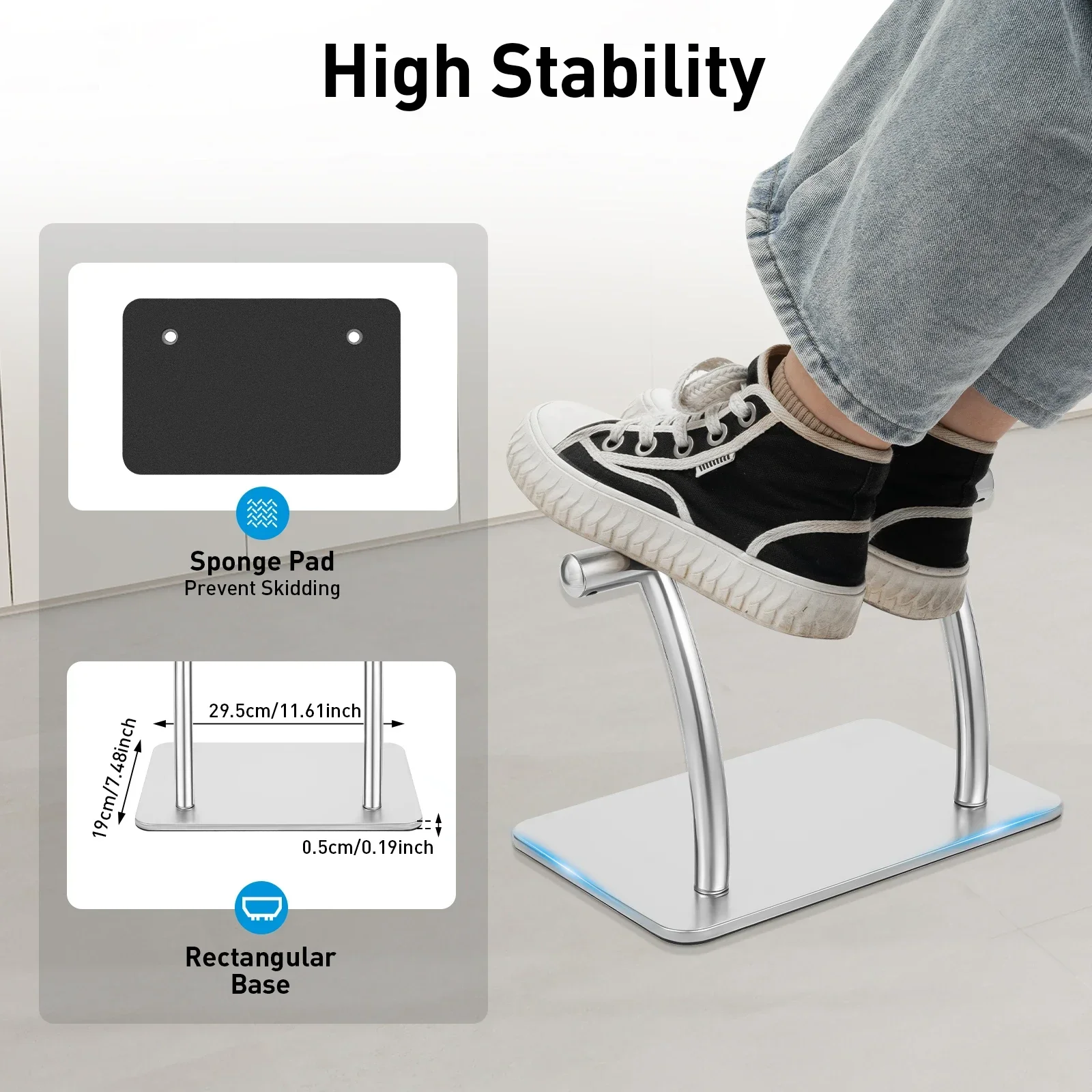 Silver Stainless Steel Barber Chair Footrest for Barbershop