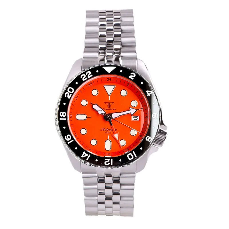 Tandorio Orange NH34AA GMT Automatic Watch Men 3.8 Crown