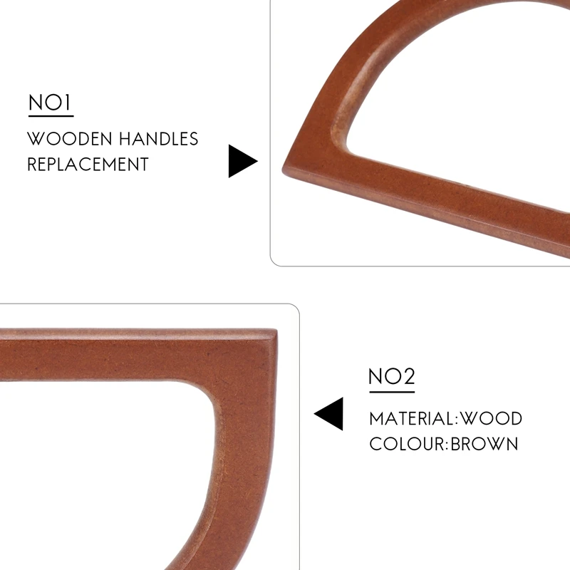 ABLL-4PCS D-Shaped Wooden Purse Handles, Wood Replacement Handles For DIY Bag Purse Handbags Totes Clutch Making