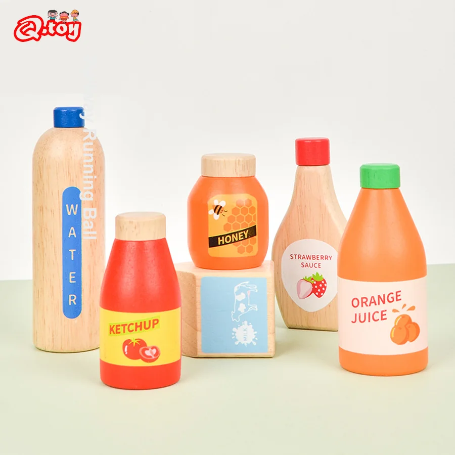 Children Pretend Play Wooden Milk Drink Set Kitchen Food Toys Montessori Learning Educational Kids Simulation Imitation Game 5