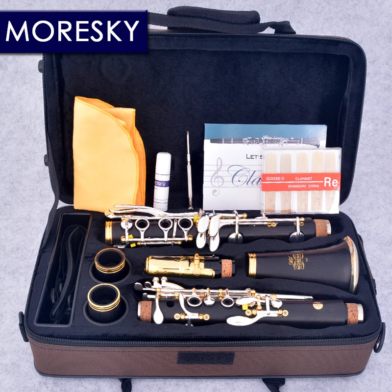 MORESKY Professional Ebony Clarinet Bb 17 Key Silver Plated Copper Grenadilla Wood Sib Klarnet M1&middot;a