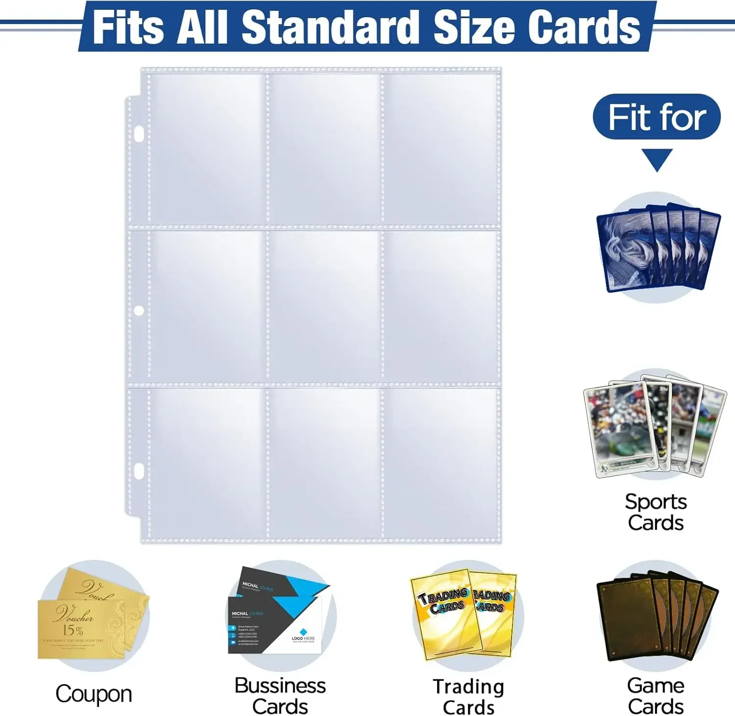 Trading Gaming Card Sleeves Storage Wallets Album Pages Collection Cards 9-Card Protector Holders Sleeve Kpop idol Photo Albums