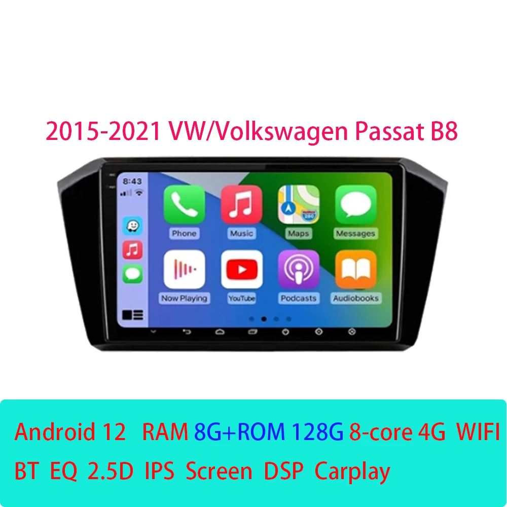 

CarPlay Android 12 Авто Радио Для VW Volkswagen Passat B8 2015-2021 Автомобильный мультимедийный GPS