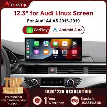Touchscreen ultrasottile da 12,3 pollici Autolink Android Auto Wireless CarPlay Multimedia Linux Schermo per Audi A4 A5 2016-2019 MIB2