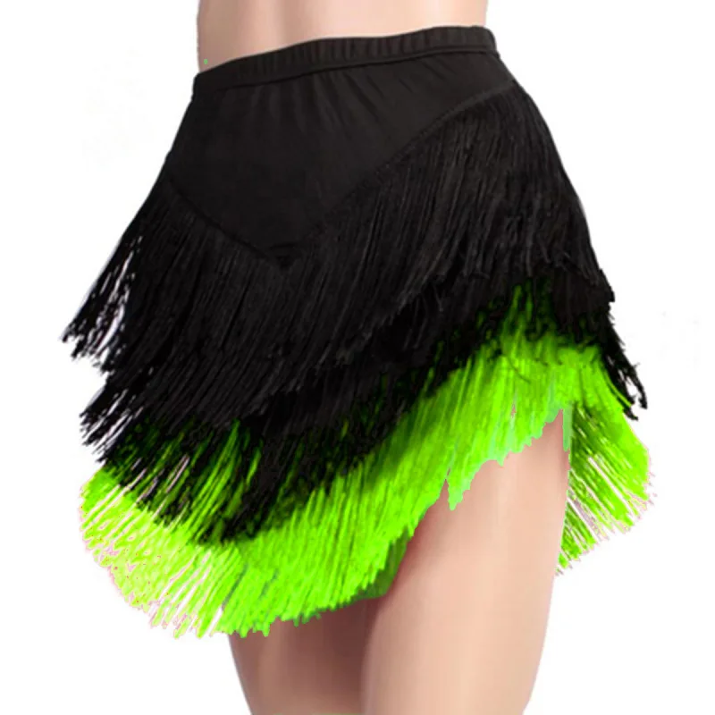 Dance Skirt Adult Latin Women's Dance Performance Three-layer Tassel Irregular Short Modern Costume