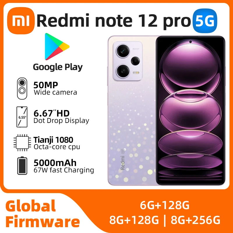 Xiaomi Redmi Note 12 Pro 5G 256GB 8GB RAM (FACTORY UNLOCKED) 6.67 50MP  Global