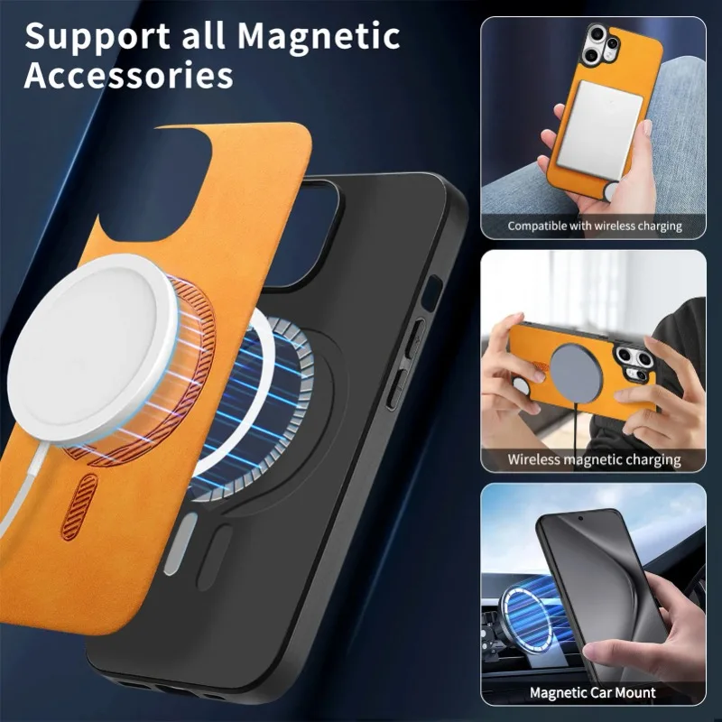 Leather Magnetic Case with Shockproof Protection - Suitable