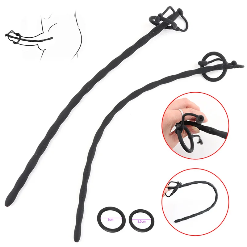 Urethral Dilator Silicone Urethral Dilator Men Masturbator Silicone Hollow Urethral Catheter Dilator Penis Plug Insertion Urethral Cather Horse Eye Irritation Sextoys