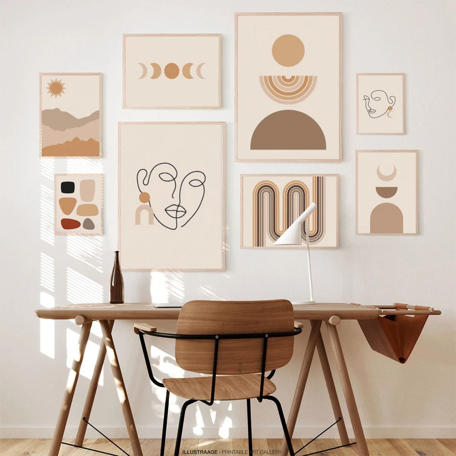 

Boho Abstract Geometric Face Line Posters Canvas Painting Wall Art Print Pictures for Bedroom Living Room Interior Home Decor