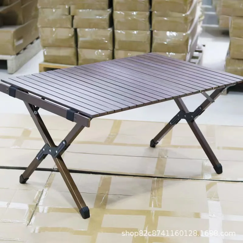 

Outdoor solid wood omelet table aluminum folding table simple and portable self-driving camping leisure fashion picnic table.