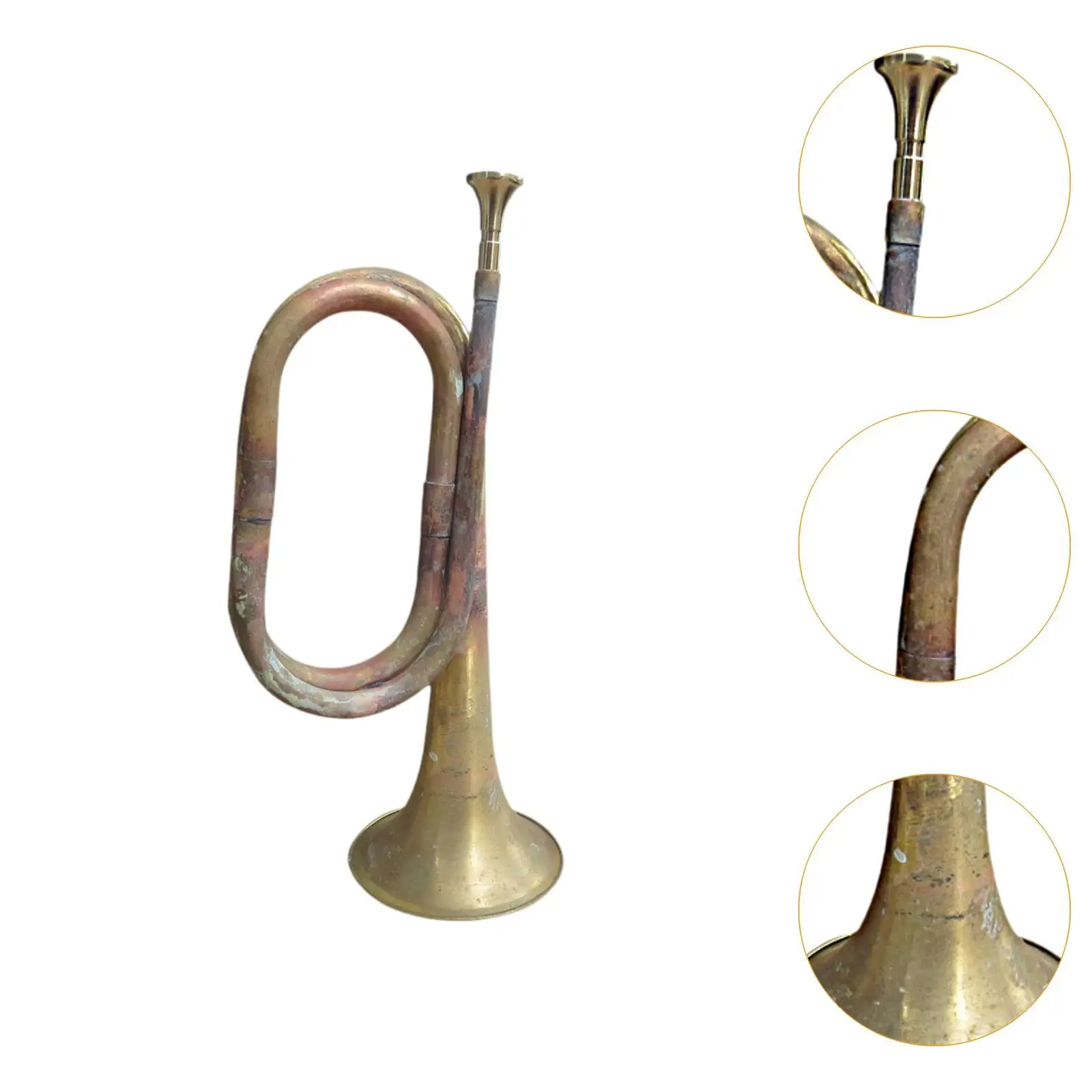 Cavalry Trumpet Blowing Bugle with Mouthpiece Marching Bugle Solid Copper and