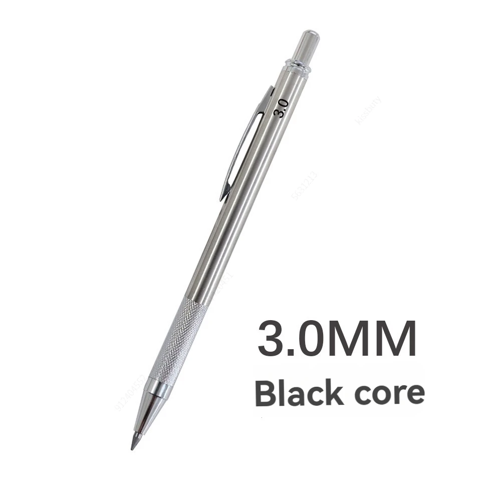 Mechanical Pencil Set 3.0mm Full Metal Art Drawing Painting Automatic Pencil with Leads Office School Supply 6