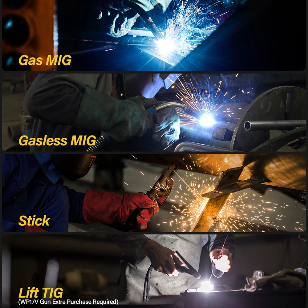 HZXVOGEN 5 in 1 MIG 185A Semi-Automatic Welding Machine Gas Mix-gas Non-Gas MIG/TIG/ARC/MMA Multifunction Digitai Welder Tool 5