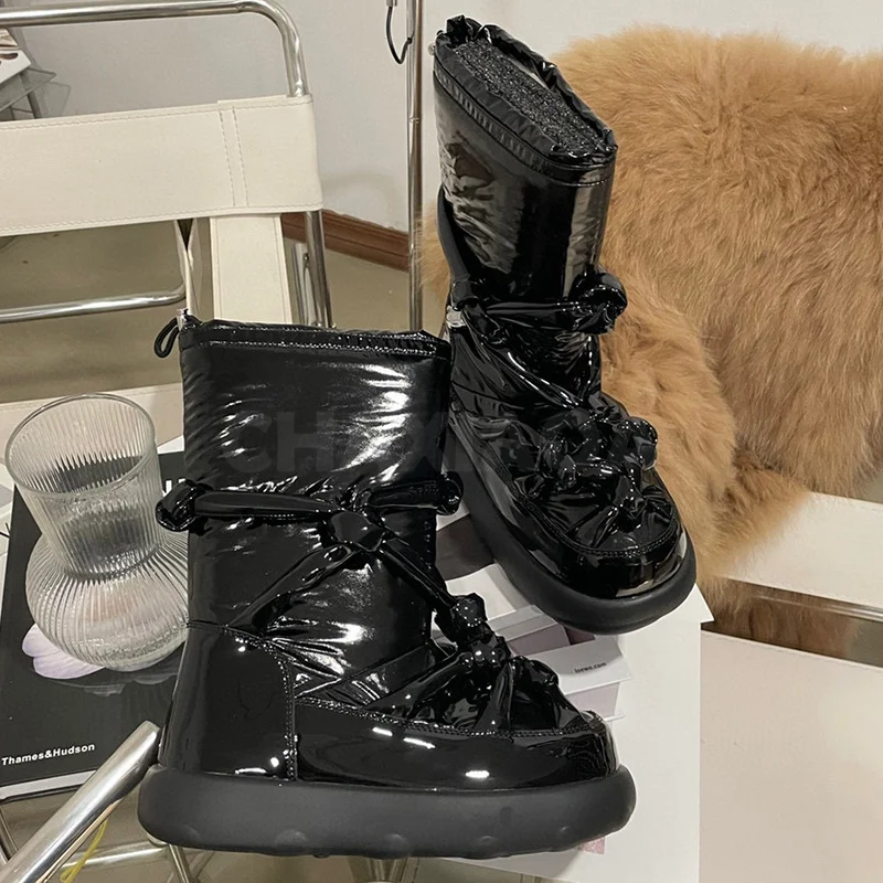 

Women Short Boots Winter 2023 New Mixed Colors Lace-Up Decor Thick Bottom Women Shoes Comfortable Fashion Trends Ankle Boots