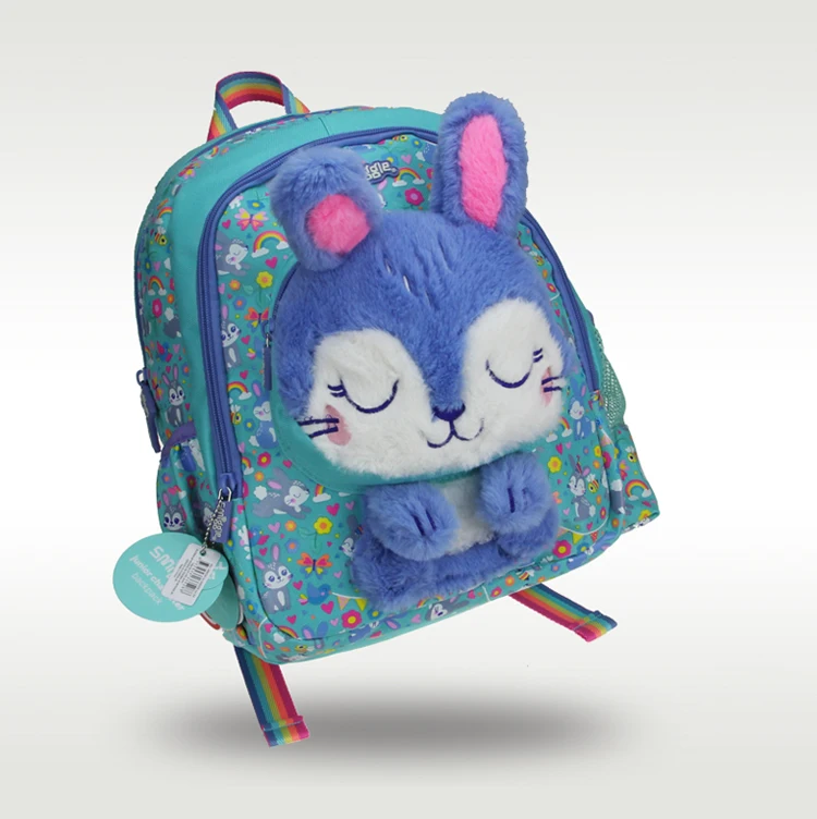 Australia Smiggle original hot-selling children's schoolbag high quality  cute blue rabbit plush girl bag 3-6 years old 14 inches - AliExpress