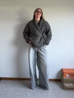 Mode à lacets rembourré coton veste femmes 2025 hiver décontracté lâche Parkas manteau Vintage vêtements d'extérieur femme chaud matelassé vêtements d'extérieur 2