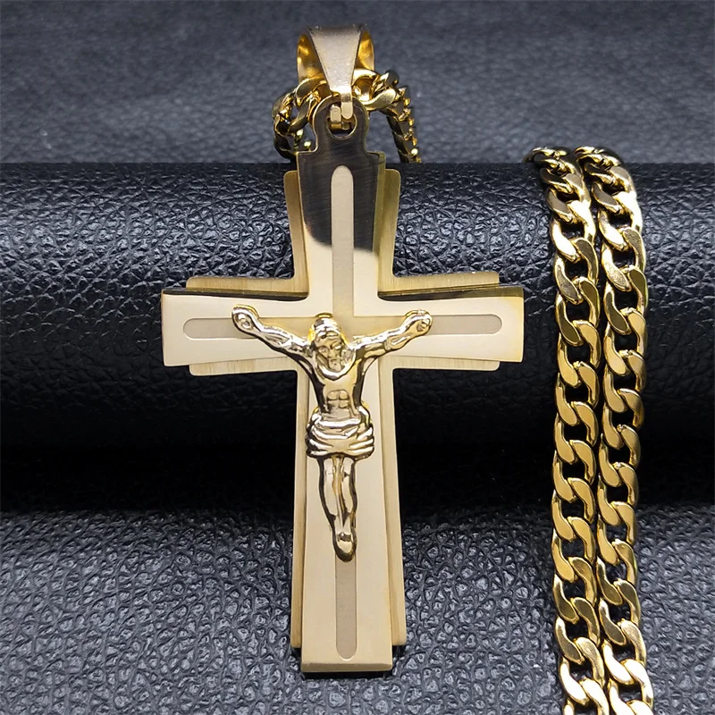 Collier avec Croix Pendentif Chrétien Homme Femme Jésus