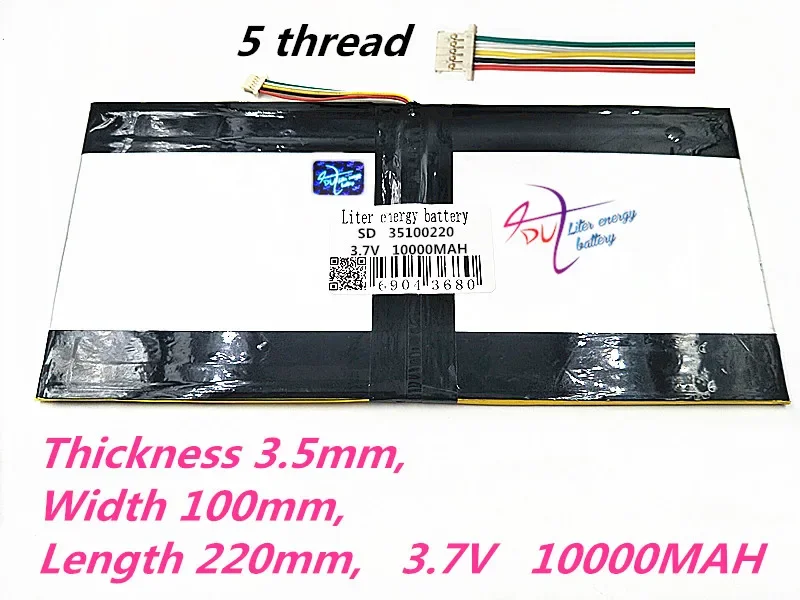 

5 thread 35100220 Tablet PC battery capacity 35100110*2 3.7V 10000mA Universal Li-ion battery for tablet pc 8 inch 9 inch 10inch
