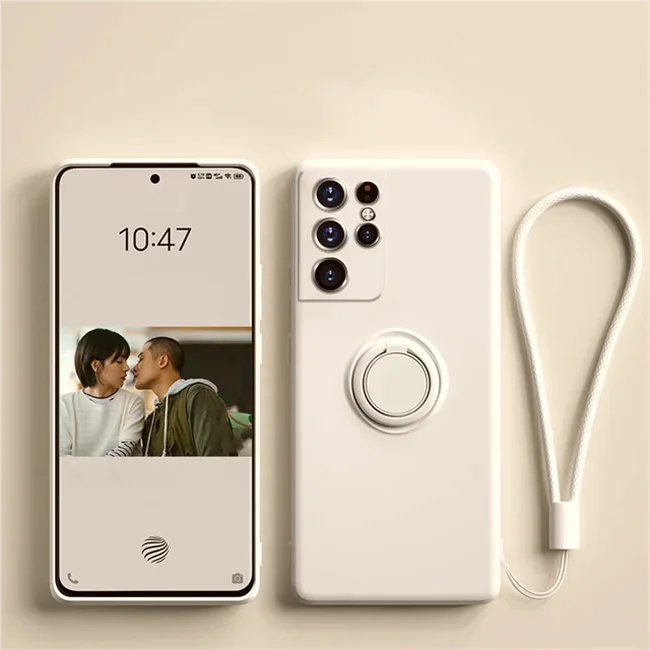 thumbnail image 1 of Silicone Case For Samsung Galaxy S24 Ultra S22 S23 S20 Plus Magnetic Ring Holder Cover Galaxy Note 20 Ultra 10 Shockproof Funda, 1 of 5
