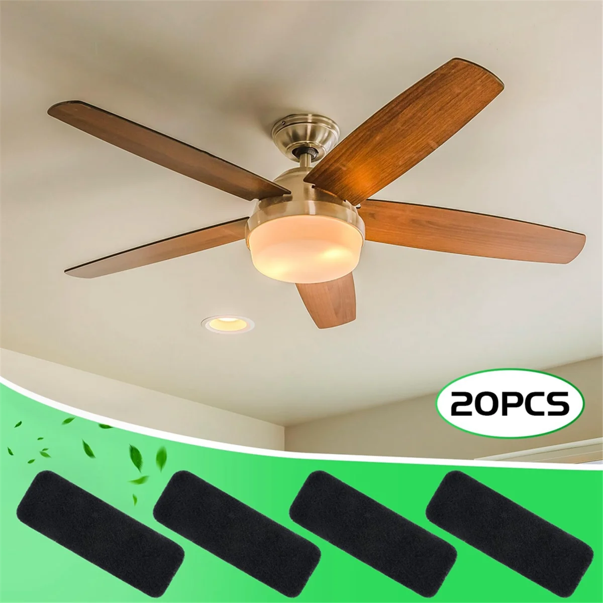 20 Pcs Ceiling Fan Blade Filters Ceiling Fan Air Filters Air Purifier Pads Coconut Carbon Filter G