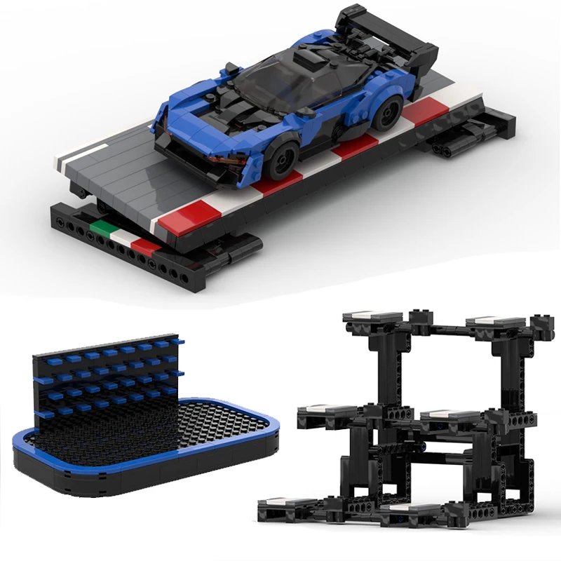 DIY техническая MOC скоростные чемпионы спортивный автомобиль стоячий 8 скоростной автомобиль стоячая стоянка парковочный пространство набор строительных блоков игрушки