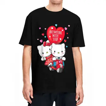 남녀공용 헬로 키티 앤 디어 다니엘 발렌타인 티셔츠, 100% 코튼 의류, 빈티지 반팔 O넥 티, 클래식 티셔츠 상품 이미지