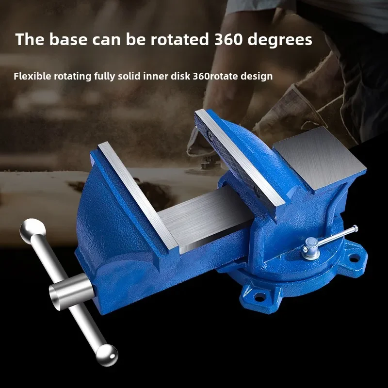 Heavy Duty Vise for Industrial Workstation with 6-inch Flat Jaw and 8-inch Swivel Clamp 3