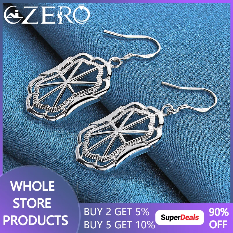 

ALIZERO 925 Sterling Silver Hollow Geometry Earrings For Woman Fashion Wedding Engagement Party Charms Jewelry Gifts