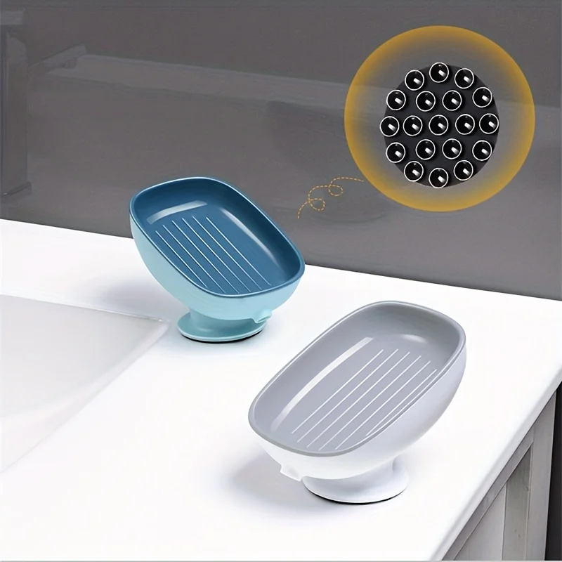 1pc Creative Soap Dish, Drain Soap Tray, Soap Holder With Suction Cup, Soap Rack For  Bathroom Accessories 2