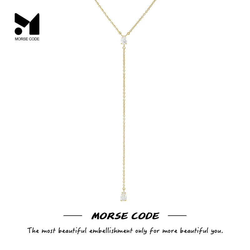 

MC 925 Sterling Silver Simple Y-shaped Diamond Pendant Necklace for Women Daily Ladies Clavicle Chains Jewelry Gift Accessories
