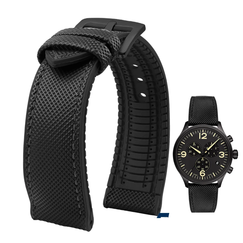 Premium Nylon-Silicone Waterproof Watch Strap for Men - 19mm, 20mm, 22mm Rubber Wrist Band Accessories
