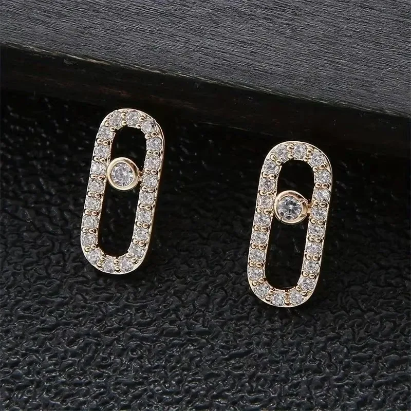 RAKOL Oval Dangle Pendant Earrings for Women Fashion Paper Clip Cubic Zirconia Earring Jewelry Girls Party Gifts