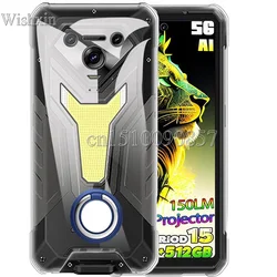 Shockproof Ring Holder Kickstand Case - Soft TPU Protective Cover for Armor 34 Pro (Clear Blue Ring)
