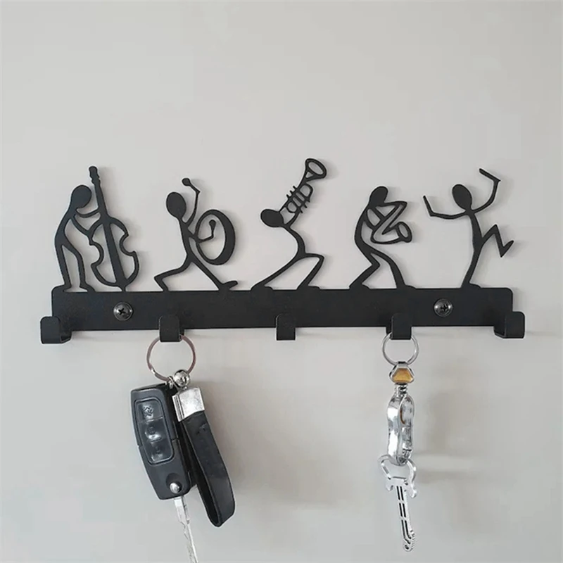 

Symphony Orchestra Key Holder Black Key Coat Hanging Metal Hook Cabinet Door Wall Decoration 1 Easy Install Easy To Use