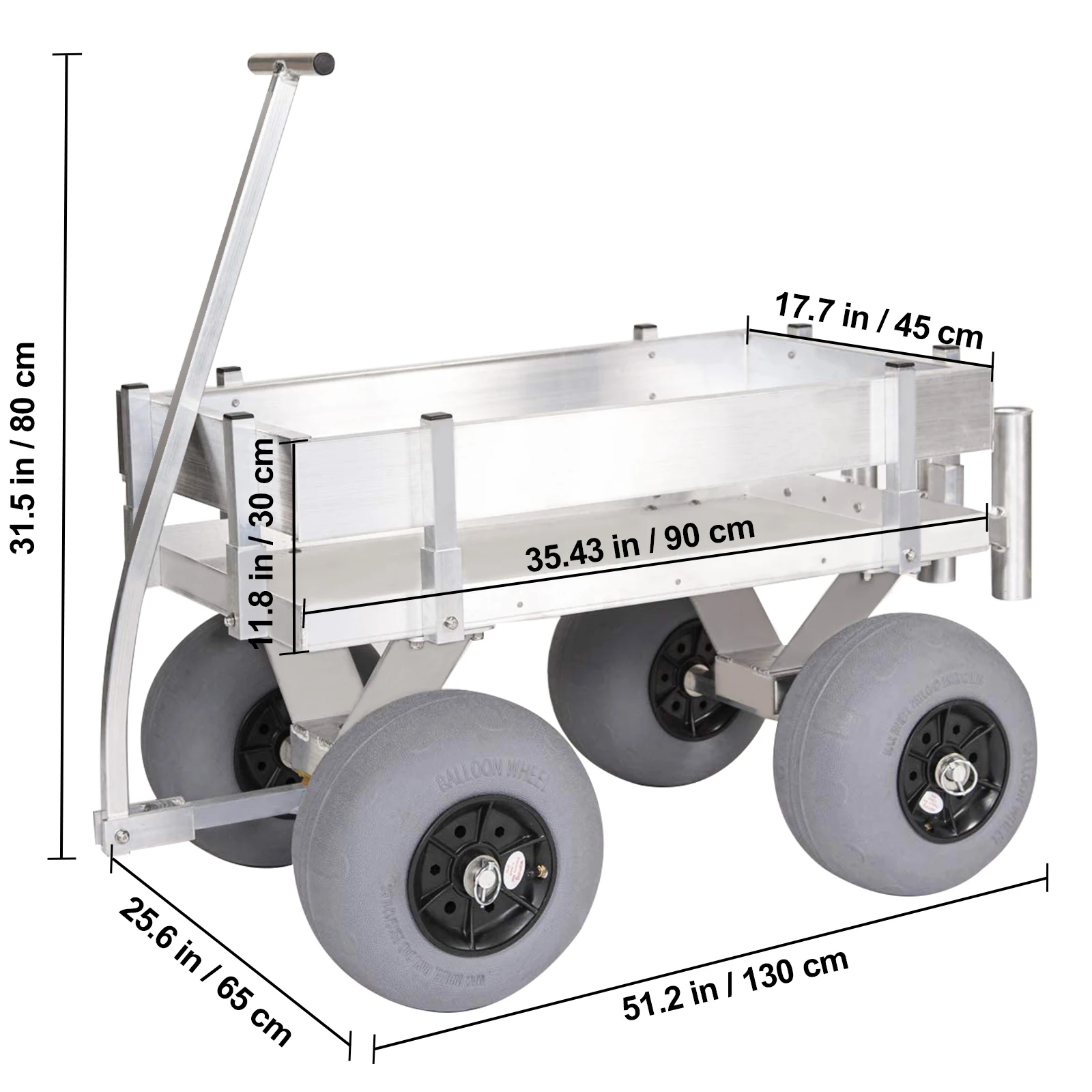 VEVOR Chariot de Pêche de Plage Capacité de Charge 136,07 kg Chariot avec 8  Supports