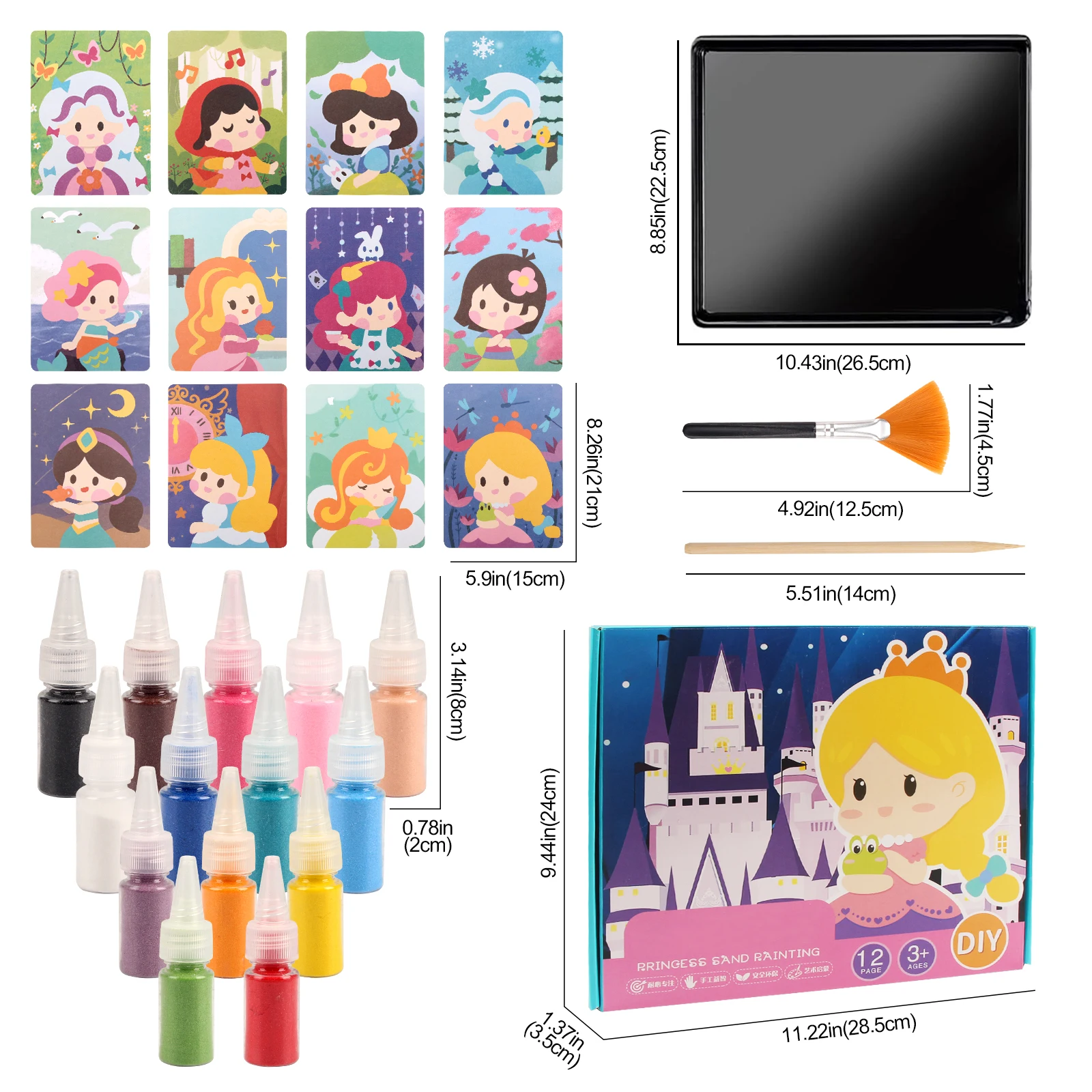 Sand Art Kit DIY Sand Painting Craft 12 Princess Sand Painting Cards 14 Color Montessori Toys Educational Toys For Kids Gifts 5
