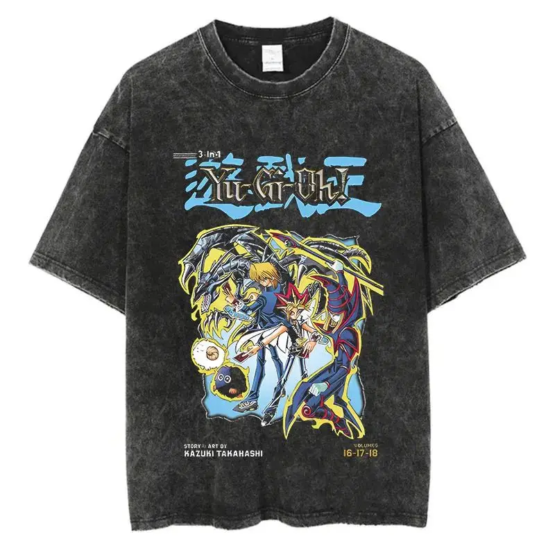 Yu-Gi-Oh! Osiris der Himmelsdrache Übergroßes T-Shirt Vintage Washed Anime Grafik-T-Shirt für Herren Harajuku Streetwear Kurzarm-Oberteil – Detail 26
