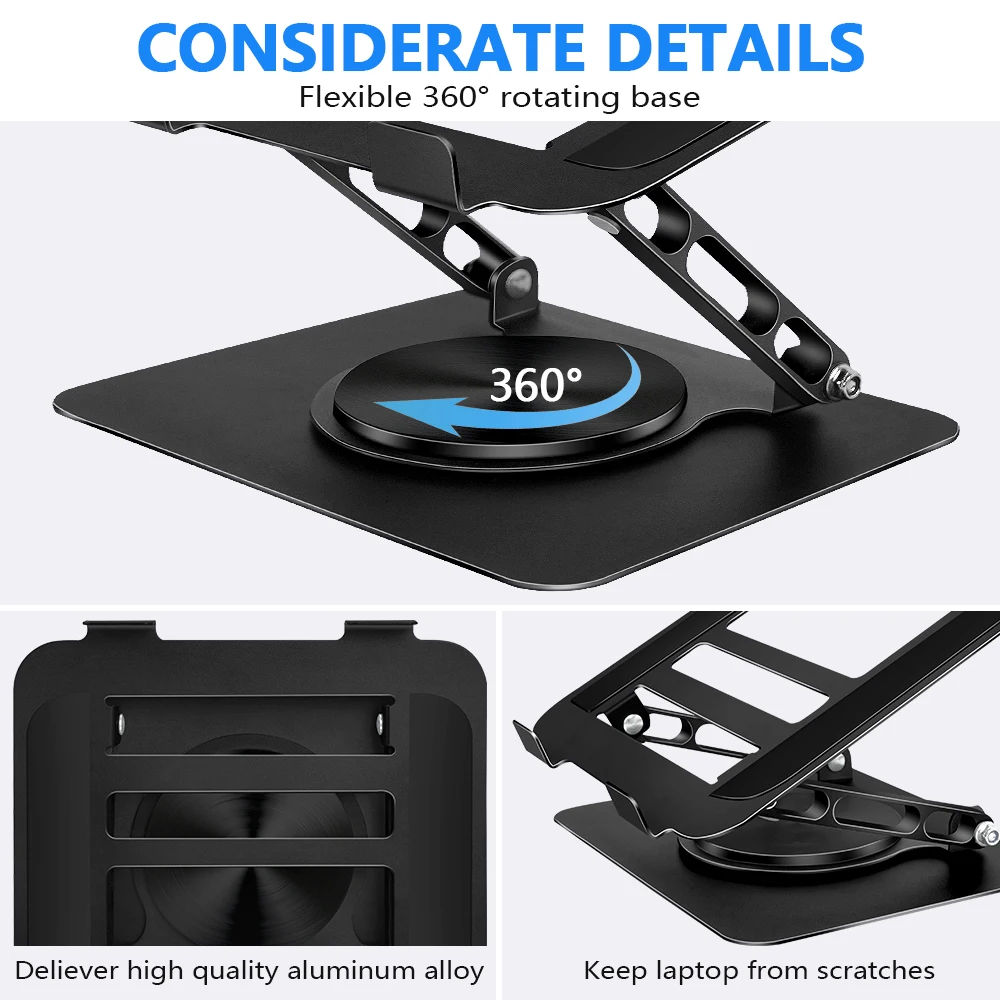 Enhance your title to: Portable 360° Rotating Laptop Cooling Stand with Adjustable Folding Design