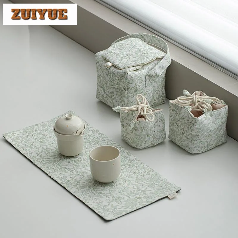 Handmade Brocade Fabric Tea Cozies Japanese Insulated Teapot Tea Cozy for Teapot Hand Bag Travel Set Bag Cha Supplies Craft