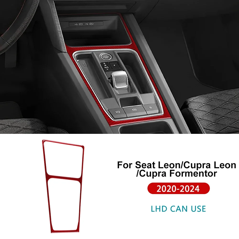 KUNGKIC Voor Seat Leon MK4 Cupra Leon Cupra Formentor 2020 2021 2022 2023 2024 Carbon Fiber Auto Schakelpaneel Cover Transmissieframe Sticker versnelling Panel Accessoires (automatische transmissie